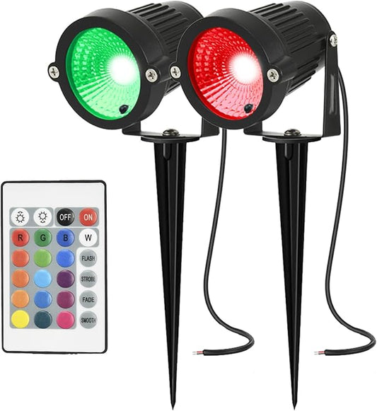 Low Voltage Landscape Lights Color Changing RGB 5W DC12V LED Landscape Lighting Outdoor Waterproof Spotlight Remote Control for Garden Pathway Christmas Decorative Light