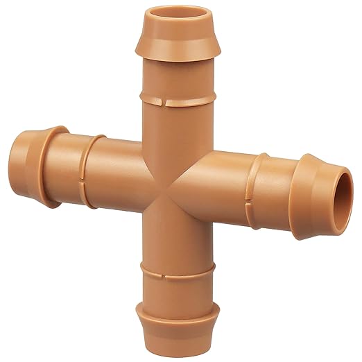 12 Pieces Drip Irrigation Barbed Cross Fittings： 1/2 Inch Drip Line 4 Way Connectors for 1/2" Drip Irrigation Tubing Irrigation System Replacement Parts for Sprinkler Systems