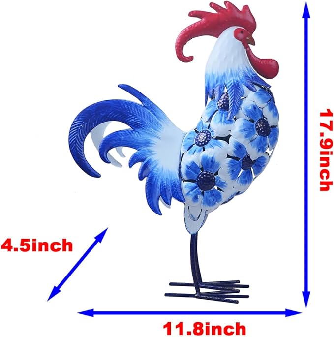 Rooster Statue Chicken Animal Sculpture Garden Decoration Metal Yard Art for Patio Lawn Backyard Outdoor Indoor Decoration