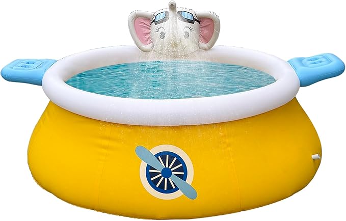 DIMAR GARDEN 8ft x 30in Inflatable Swimming Spray Pool, Outdoor Round Air Top Ring Elephant Pools