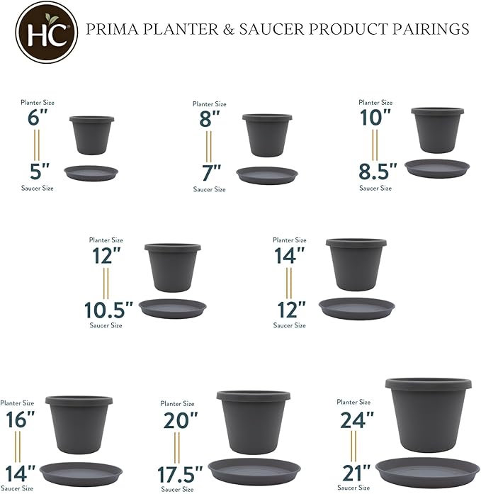 The HC Companies 8.5 Inch Round Prima Plastic Plant Saucer - Indoor Outdoor Plant Trays for Pots - 8.90 Inchx8.90 Inchx1.02 Inch in Warm Gray