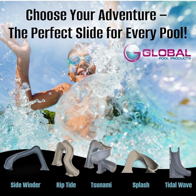Global Pool Products Splash Inground Swimming Pool Water Slide Deck Mounted Right Curve Turn Sand GPPSSP-Sand-R