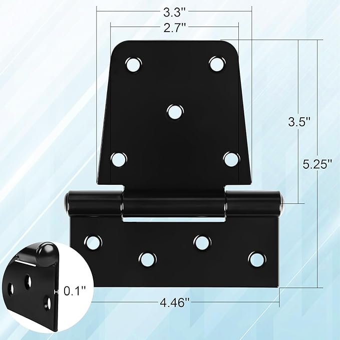Heavy Duty Gate Hinges 3.5 inch 4 Pack Extra Thick Industrial T Hinges Barn Door Hinges Shed Door Hinges for Large Wooden Gates Wood Fence Outdoor - Black Iron Finish (Screws Included)
