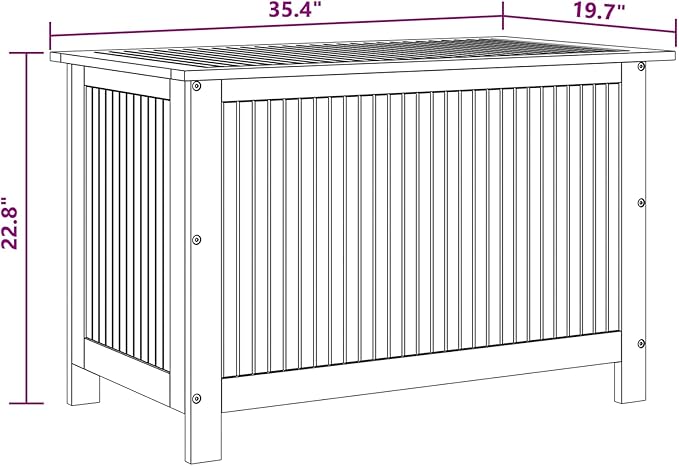 vidaXL Wooden Deck Box - Outdoor Teak Storage Chest, Ideal for Patio Furniture Cushions, Pool Accessories, Garden Tools - Water-Resistant Bag Inside - 35.4''x19.7''x22.8'', Solid Acacia Wood