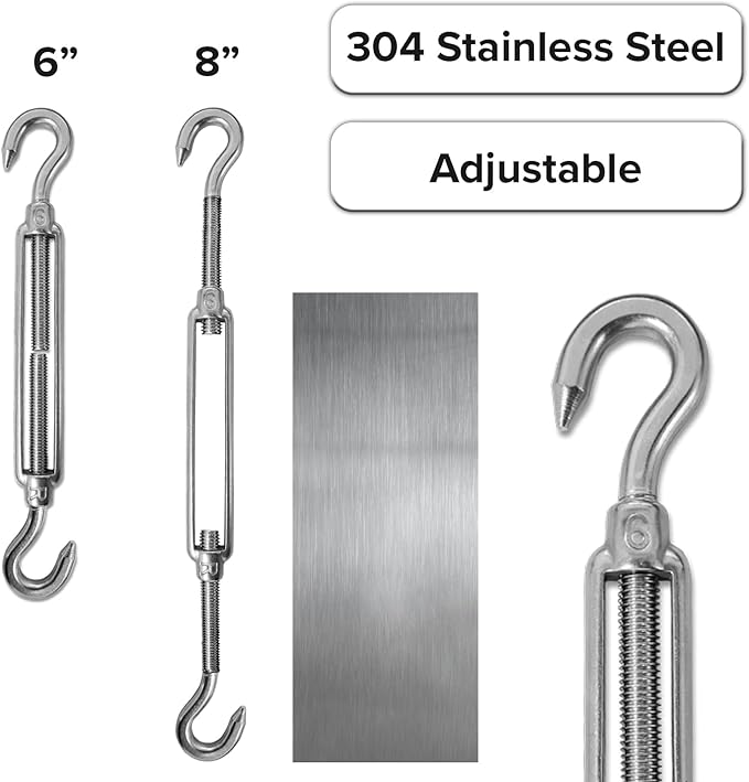 Sun Shade Sail Hardware Kit - 6 Inch Stainless Steel Sunshades Canopy Installation Kit Install Outdoor Rectangle Heavy Duty Shade Sails for Deck Garden Lawn Patio