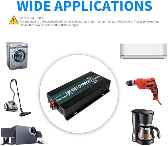 WZRELB 4000W 48V 120V Pure Sine Wave Power Inverter with 2 AC Outlets,Car Inverter