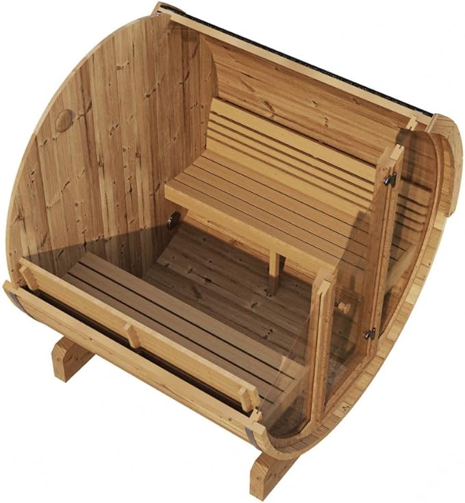 Sauna Barrel, Ergo-Series Backyard Sauna Barrel (Sauna Heater & Sauna Stones Included) (Model E8G)