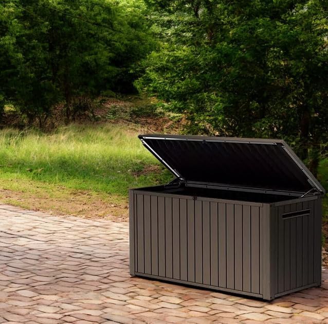 Outdoor Storage Deck Box, 170 Capacity, 27.7L x 57W x 29H inches (Brown)
