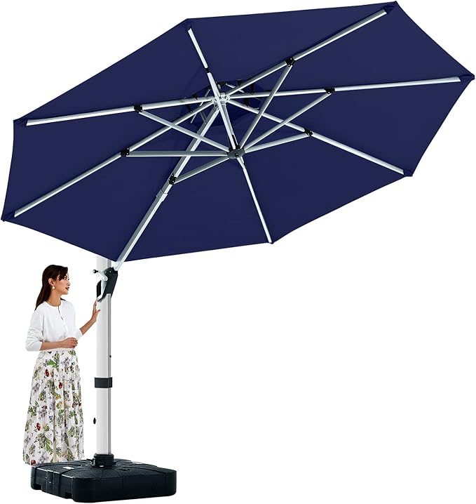ABCCANOPY Patio Umbrella Cantilever Double Top Outdoor Offset Umbrella with 360° Rotation
