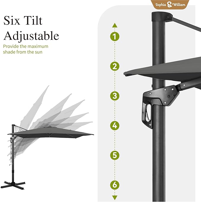 Sophia & William Cantilever Patio Umbrellas Offset Outdoor Umbrellas