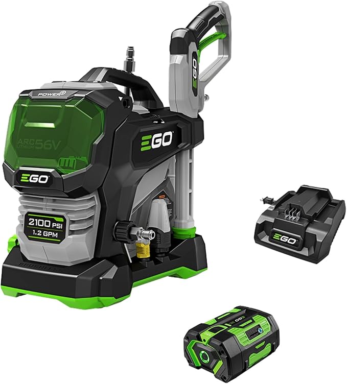 EGO Power+ 2100 Psi 1.2 Gpm Battery Powered Cold Water Pressure Washer with 4 Spray Nozzles 6.0Ah Kit