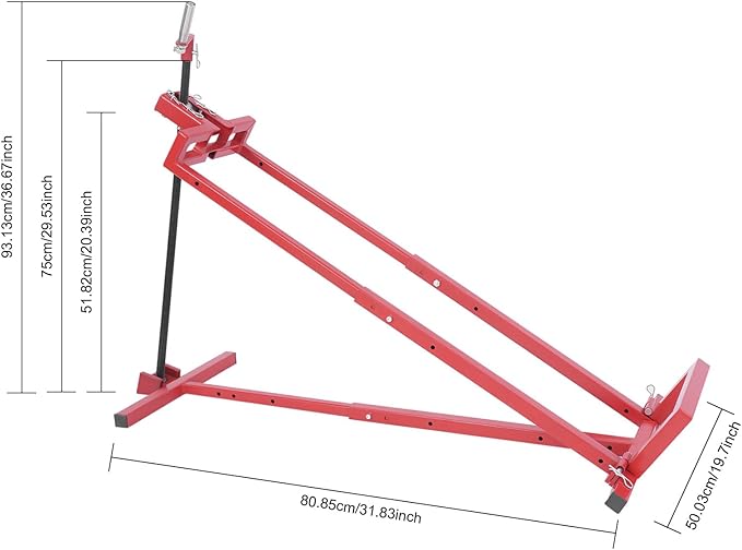 880 lbs Capacity Lawn Mower Lift Tool, Adjustable Steel Lawn Tractor Lift Jack, for Mowers, Garden Tractors, Riding Tractors Repair, Maintenance Lifter (Red)