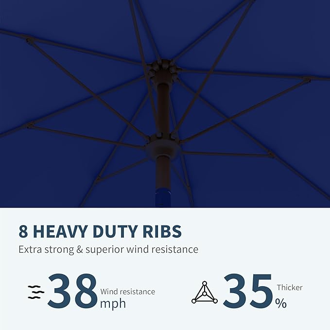 PatioKingdom Auto-Tilt 9FT Patio Umbrella Outdoor with 8 Sturdy Fiberglass Ribs,Market Table Umbrella for Pool,Backyard,Deck and Garden