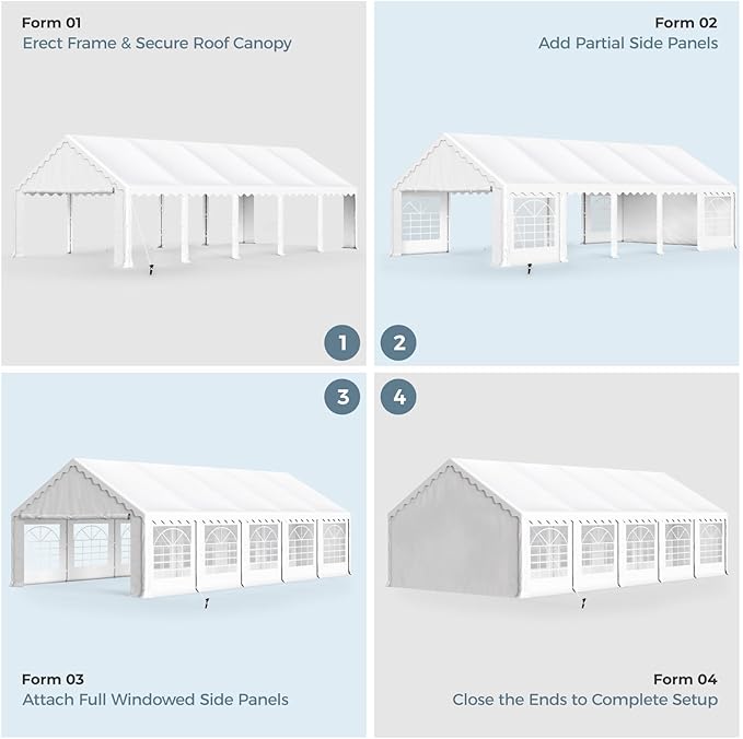 GREEN PARTY 16x32FT Party Tent Heavy Duty, Large Wedding Event Shelters with 4 Carry Bags & Removable Sidewalls, Outdoor Canopy Gazebo Commercial Tents for Parties Carport Garden Patio