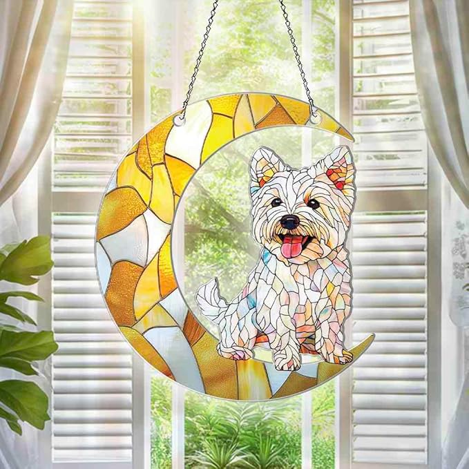 Westie Ornaments Decor for Christmas Tree - Westie Gifts for Women Men - Westie Home Kitchen Room Christmas Decorations - 2D Flat Acrylic Ornament Window Hanging