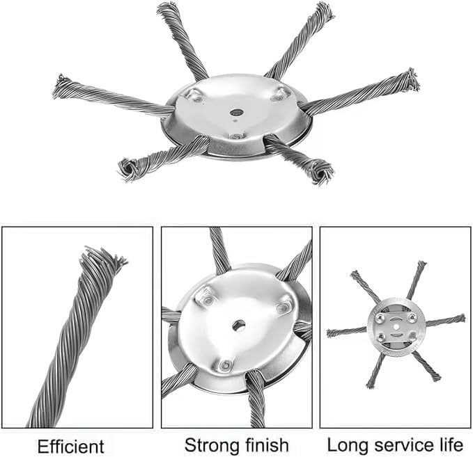 3 Pcs Steel Wire Grass Trimmer Head, String Trimmer Replacement Head, 6 Inches Universal Steel Wire Weed Trimmer Head for Electric Battery Powered Cordless String Trimmer (3, Silver)