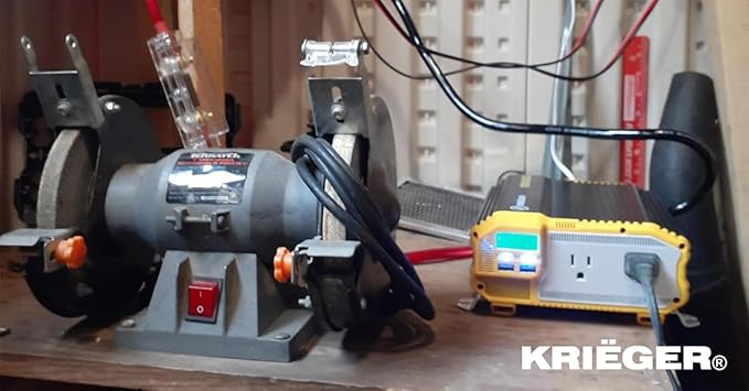 Krieger 1100 Watt 12V Power Inverter Dual 110V AC Outlets, Installation Kit Included, Automotive Back Up Power Supply For Blenders, Vacuums, Power Tools - ETL Approved Under UL STD 458