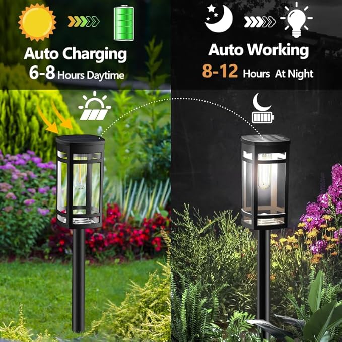 EXCMARK 8 Pack Solar Lights Outdoor Waterproof for Garden Pathway Walkway Driveway Yard Lawn Decorative Landscape Lighting. (Cool White Light, 8)