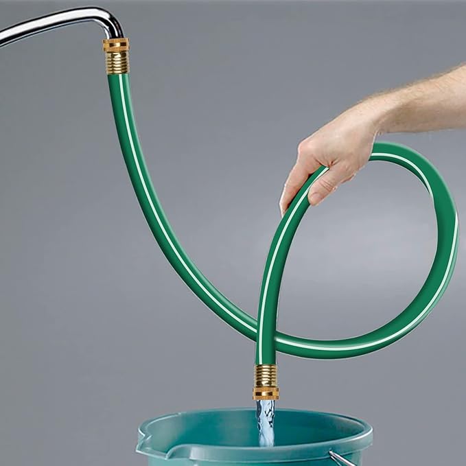 Worth Short Lead-in Green Garden Hose 5/8 in. x 6 ft. -Kink Free, No Leaking, Male/Female Fittings -Heavy Duty Durable Flexible Lightweight Water Pipe -Brass Aluminum Ends for Household & Yard Use