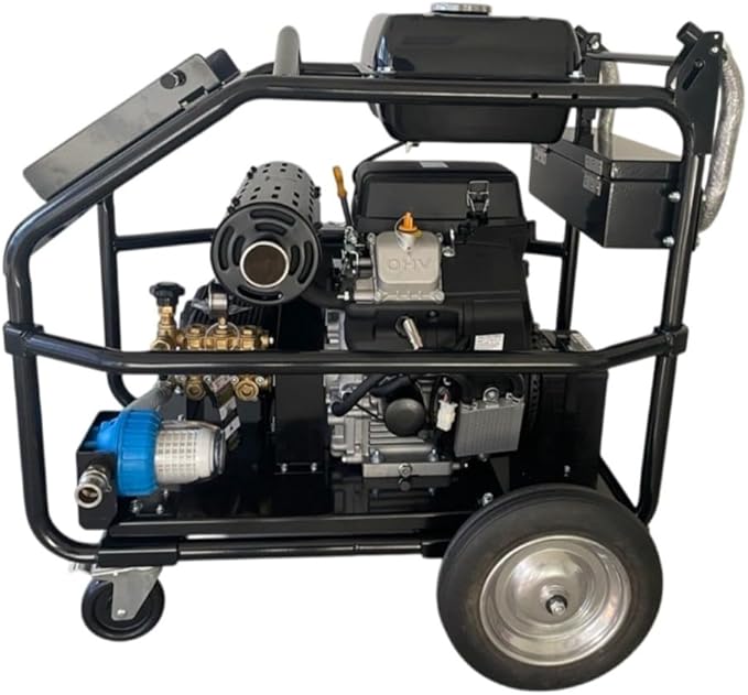 Canpump 2-in-1 Pressure Washer & Sewer Jetter 5200 PSI 6.6 GPM – 24 HP Loncin Engine, Belt-Drive Triplex Pump – 200 ft Hose w/Reel, Foot Valve, Spray Gun, Power Washing Hose, Nozzles