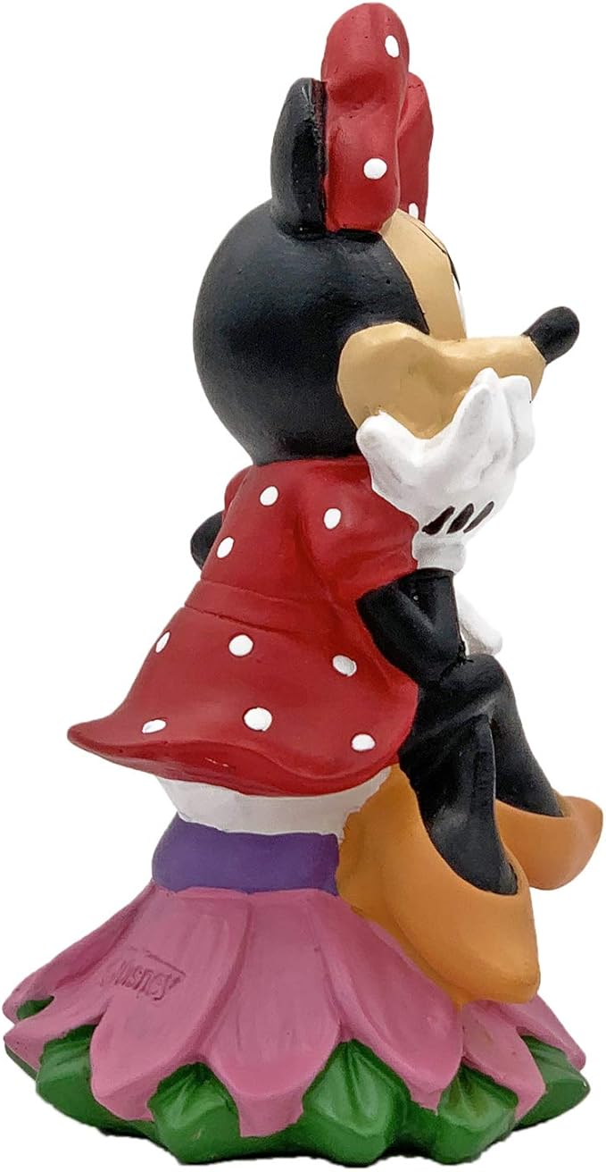 Disney Minnie Mouse Sitting on a Flower Everyday Outdoor Garden Statue, 6 inches Tall, Officially Licensed Disney Product