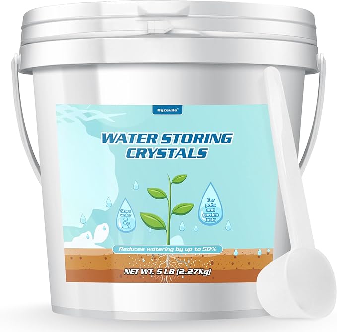 5LB Water Storing Crystals for Plants with Spoon, Water Gel Solves Plant Over-Watering and Drought Problems, Keeps The Soil Moist, Small Water Storing Polymer Crystals for Plants Candle