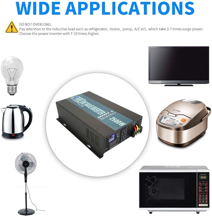 WZRELB 2500W 48V 120V Pure Sine Wave Power Inverter with 2 AC Outlets,Car Inverter