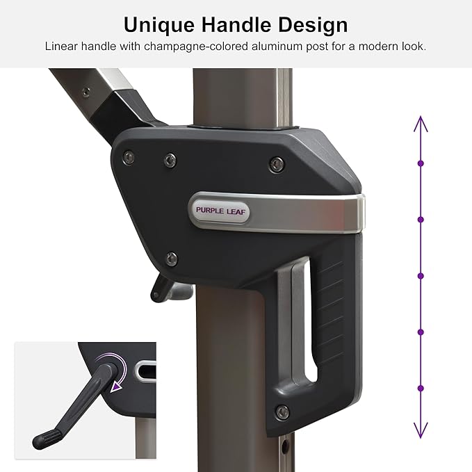 PURPLE LEAF 10' X 13' Patio Umbrella, Rectangle Outdoor Cantilever Umbrella, Aluminum Offset Umbrella with Champagne Frame and 360° Rotation for Pool Deck Garden, Taupe