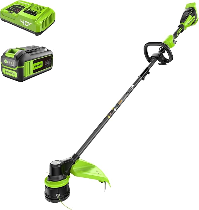 Greenworks 40V 17" Brushless Cordless String Trimmer/Weed Wacker, 5.0Ah Battery and Charger Included