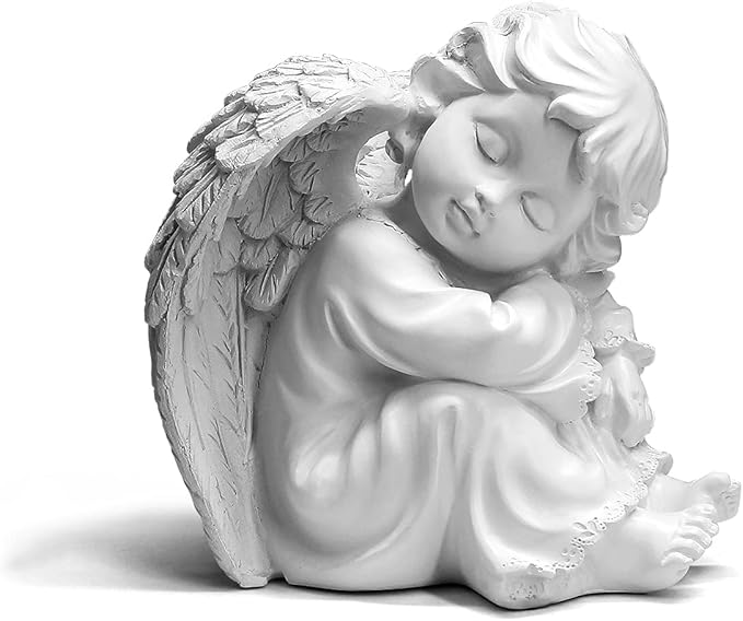 Praying Angels Figurine, Garden Angel Statues, Waterproof Kneeling Angel Sculpture, Outdoor Decor Ornament for Patio Lawn Yard Porch Decorations