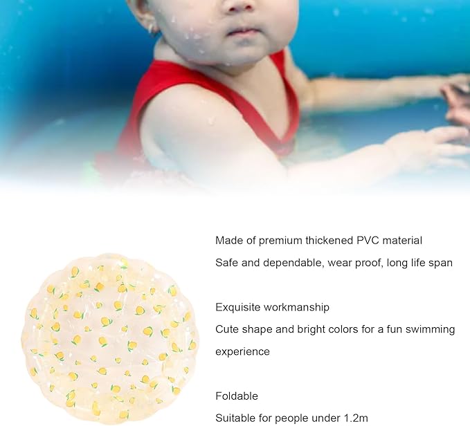 29 Inch Inflatable Swimming Pool, PVC Portable Blow Up Ball Play Pit Pool for Kid Indoor Outdoor Backyard (Transparent Lemon)