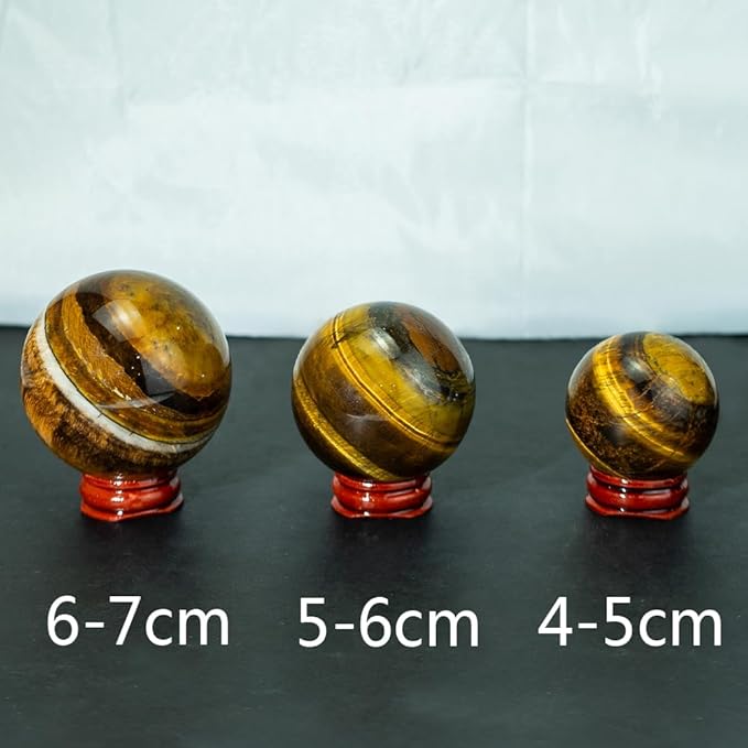 4-5CM/1.58-1.97inch Ttiger Eyes Crystal Ball Polished Natural Tiger Eye Stone Sphere Decorative Sphere Healing Crystals Ball Stone Crafts Home Decor Ornament Gifts (40-50mm, Tiger's Eye)