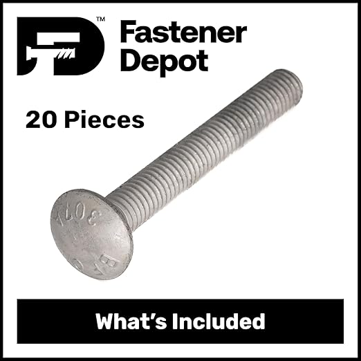 3/4"-10 x 3 (20 Pack) Hot Dipped Galvanized Carriage Bolt Grade 307A for Exterior Use by Fastener Depot
