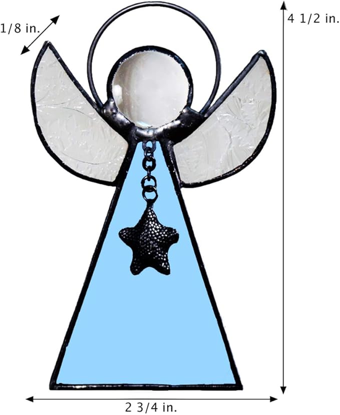 Angel Ornament Sun Catcher Blue Stained Glass Window Hanging Christmas Tree Decoration J Devlin ORN 215-3 (Pale Blue)