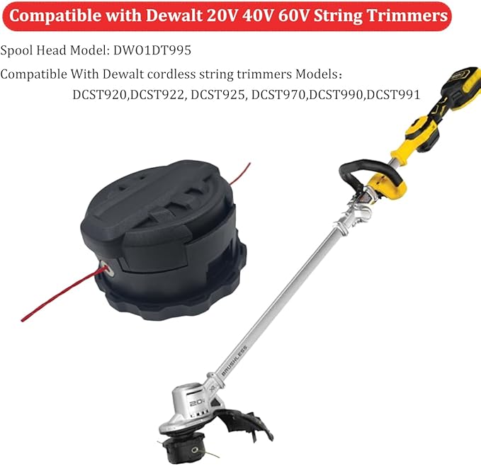 DWO1DT995 Replacement Trimmer Head for Dewalt DCST922P1 DCST922B DCST972X1 Cordless Weed Wacker String Trimmer,Weed Eater Parts with Pre-Wound Line 0.080" 20ft