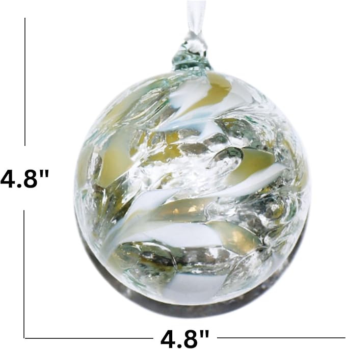 Large Friendship Glass Ball Globe - White 4.7 inch Hand Blown Handmade Hanging Garden Gazing Ball Indoor Outdoor Home Decor, Friendship - White