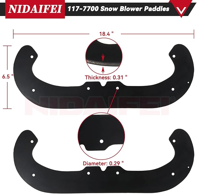 2 Pack 117-7700 Snow Blower Paddles with 117-7717 Scraper Blade for Toro Power Clear 180 418ZE 418ZR 518ZE 518ZR 18 inch Toro CCR Powerlite 38272 38472 38282 38273 38283 38473 Snow Throwers