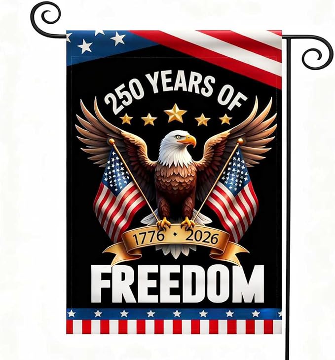 America 250 Years Garden Flag,250th Anniversary USA Double-Sided Cotton Linen Flags with Eagle Design,1776-2026 No Kings of Freedom(C_2.33 x 3.33 ft)