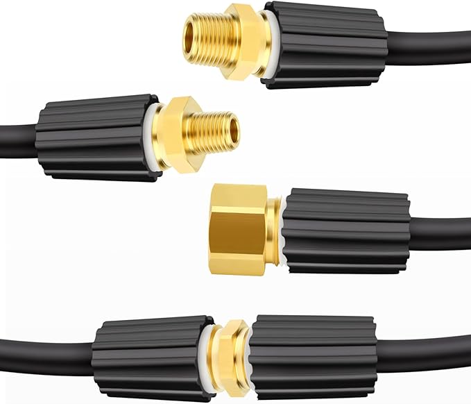 GASHER 4Pcs Brass M22 Pressure Washer Fitting Kit Used To Connect with Power Washer Guns,Hoses Pumps
