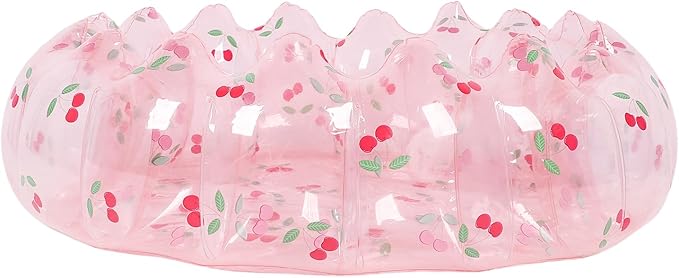 Inflatable Swimming Pool, Portable Play Pit Pool for Kids, 29 Inch PVC Material, Indoor Outdoor Use, Transparent Cherry