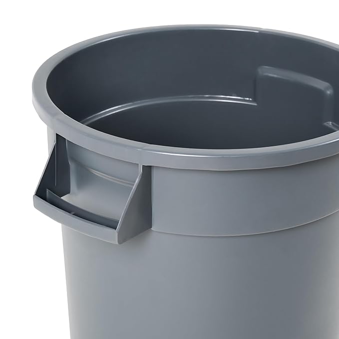 PRO&Family 20 Gallon Trash Can with Lid Round Ingredient Storage Containers Recycling Bin Kitchen Garbage Can Office Garbage Can Trash Barrel Plastic Barrel Yard Waste Bin Outdoor Trashcan (2, Gray)