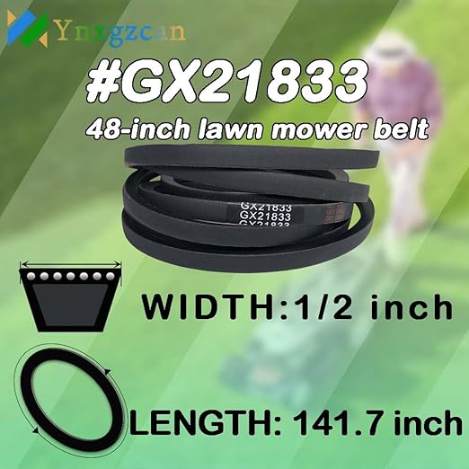 GX21833 1/2" W x141.7 L Lawn Mower Deck Belt, Suitable for John Deere D140 L130 L120 LA145 D160 E140 LA130 E170 D155 S170, 48-inch Deck Compatible with Toro TimeCutter Exmark 119-8820
