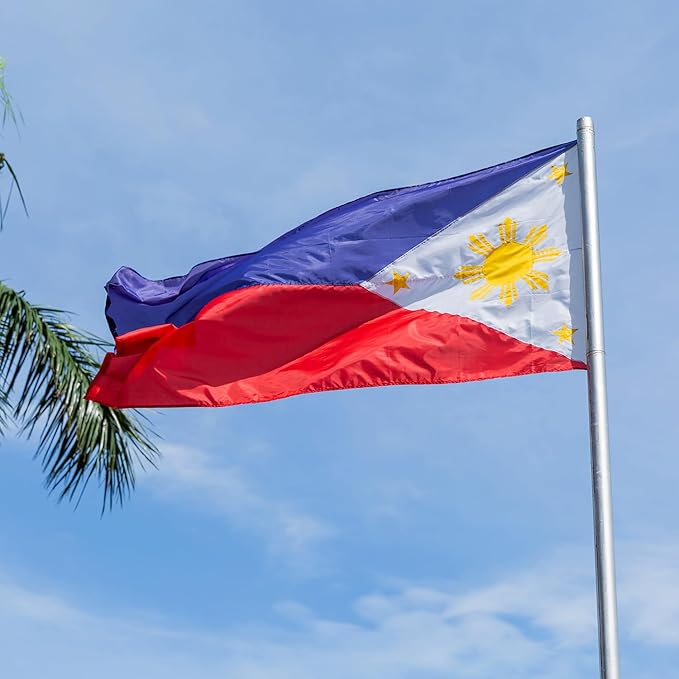 Philippines Filipino Flag 3x5 ft Outdoor, Double Sided 3 Ply Heavy Duty National Flag for PH, 100% Quality Polyester Filipino Banner with Brass Grommets 4 Rows Stitches