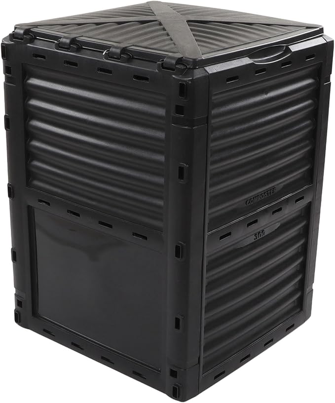 Large Capacity Compost Bin with Vent and Hinged Cover for Kitchen Garden Outdoor