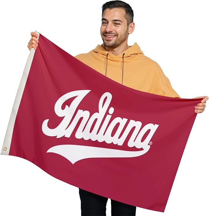 Indiana Hoosiers College Sports Printed Flag - NCAA Licensed - Nylon - School Banner (White, Red) (2' x 3')