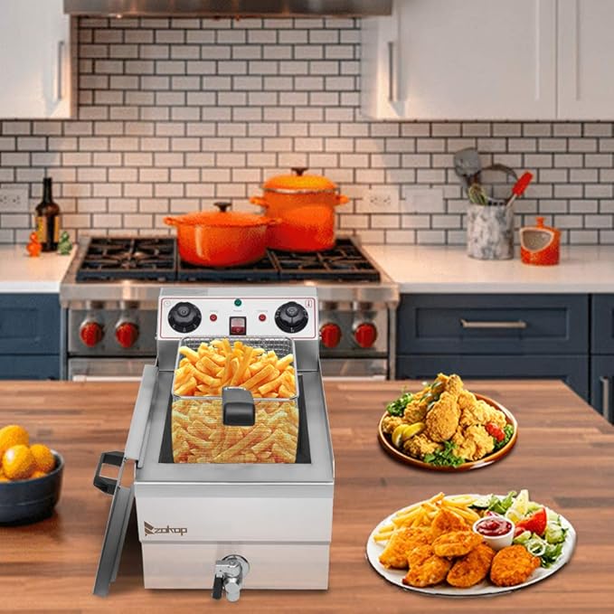 12.5QT/12L Electric Deep Fryer with Basket and Lid, 1700W Electric Fryer with Adjustable Temperature & Timer, Stainless Steel Countertop Oil Fryer for French Fries, Onion Rings, Donuts