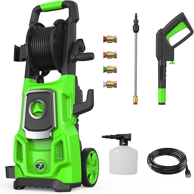 Pressure Washer, Power Washer, 20FT Hose with Storage Coil,35FT Power Cord 4 Different Tips Foam Cannon Power Washer, Foam Cannon, for Cars, Patios, and Floor Cleaning