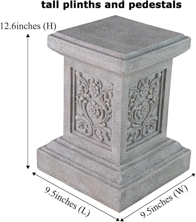 Classic Statuary Stand Outdoor Pedestal Sculpture Decor Plinth Base Riser, Garden or Home Resin Statuary Pedestal, 12.6" Tall, 7.3 Pounds