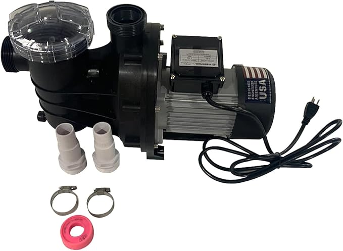 FibroPool Sand Filter Pump System For Above Ground Swimming Pools - Designed and Assembled in USA - Hose Adapters Included - High Efficiency - FSP Series (FSP14 0.2HP) Black