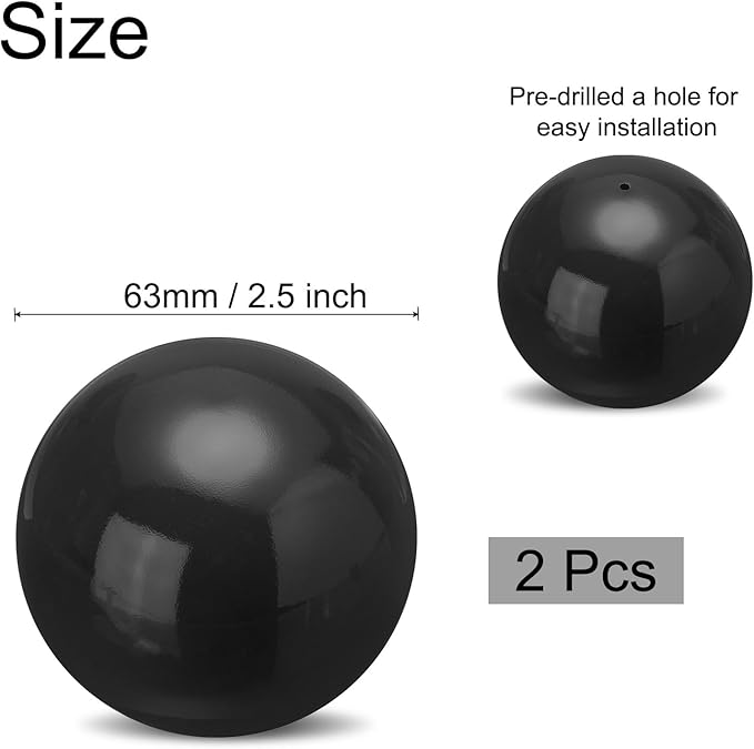 uxcell 2 Pcs Gazing Globe Decor Ball 2.5 Inch 63mm Reflective Garden Sphere Hollow Ball, Seamless Stainless Steel Gazing Ball, Smooth Mirror Globe for Garden Home Decor, Bright Black